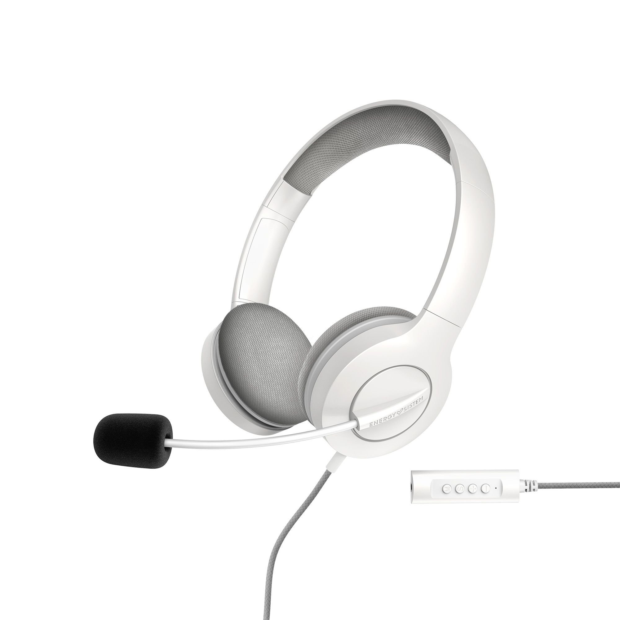 Energy Sistem Office 3 White — Headset con micrófono retráctil y conexión dual
