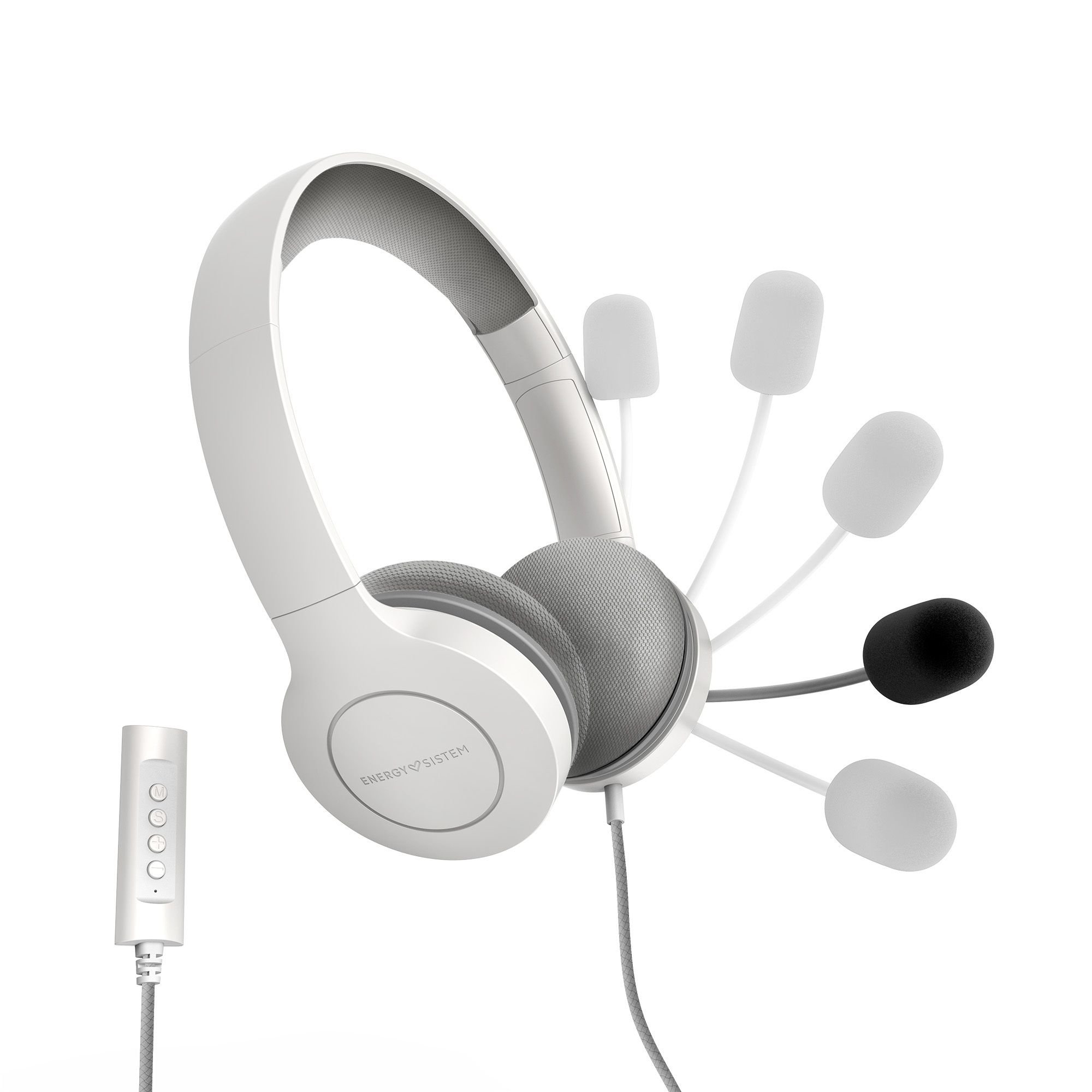 Energy Sistem Office 3 White — Headset con micrófono retráctil y conexión dual 4