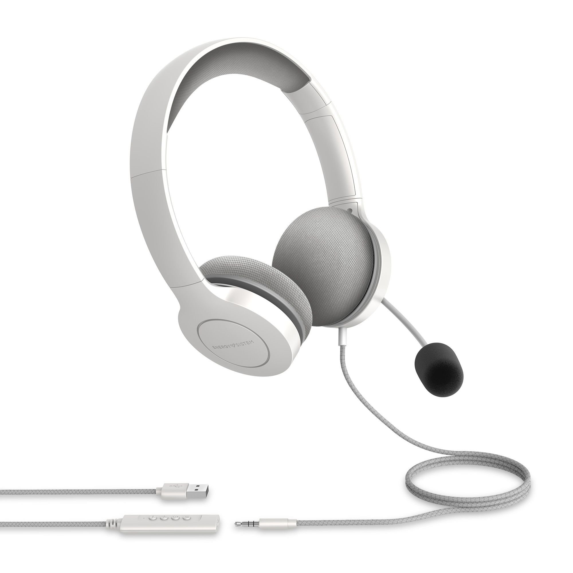 Energy Sistem Office 3 White — Headset con micrófono retráctil y conexión dual 5