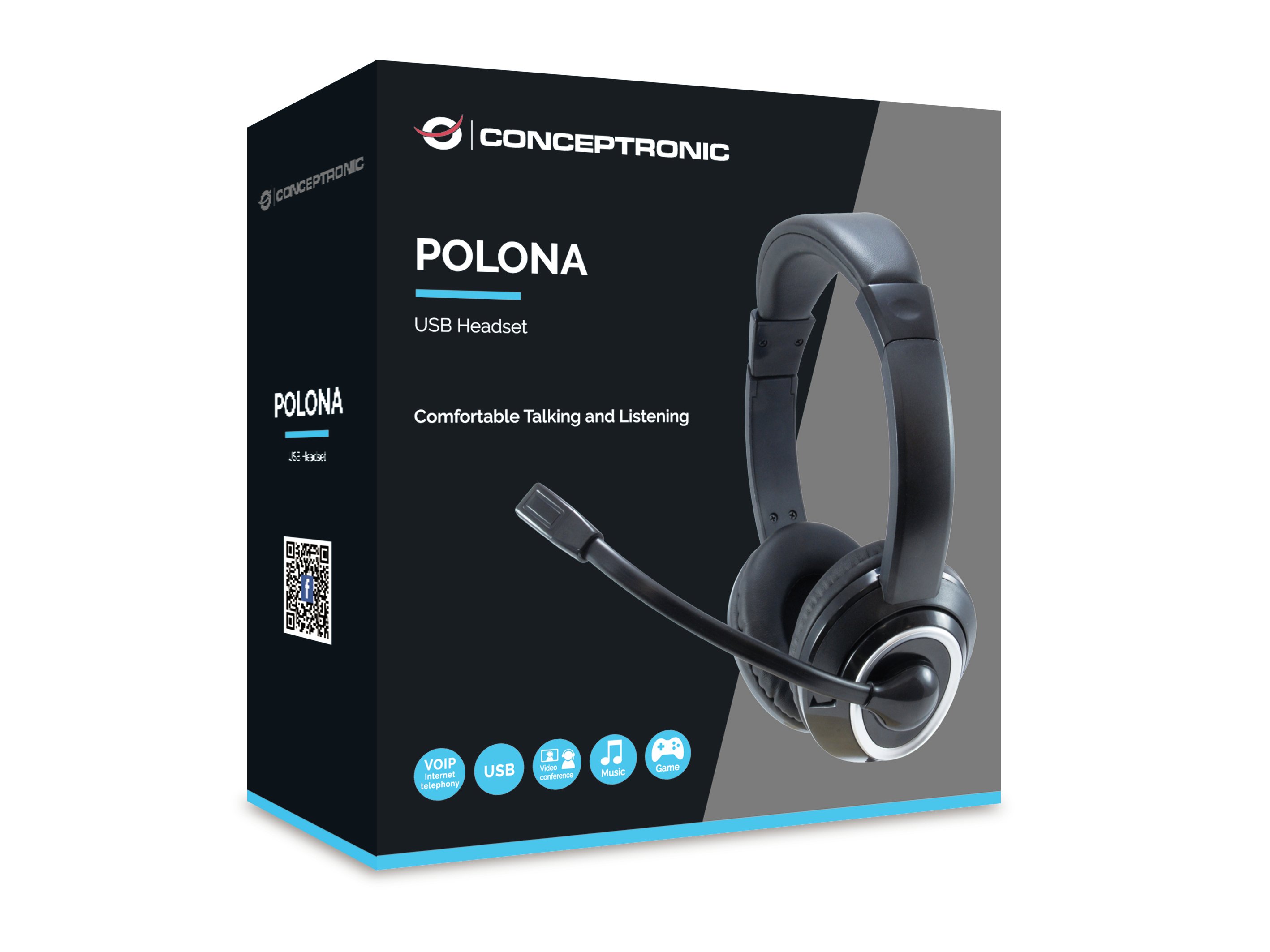 Conceptronic Polona — Headset USB con micrófono flexible y control de volumen 4