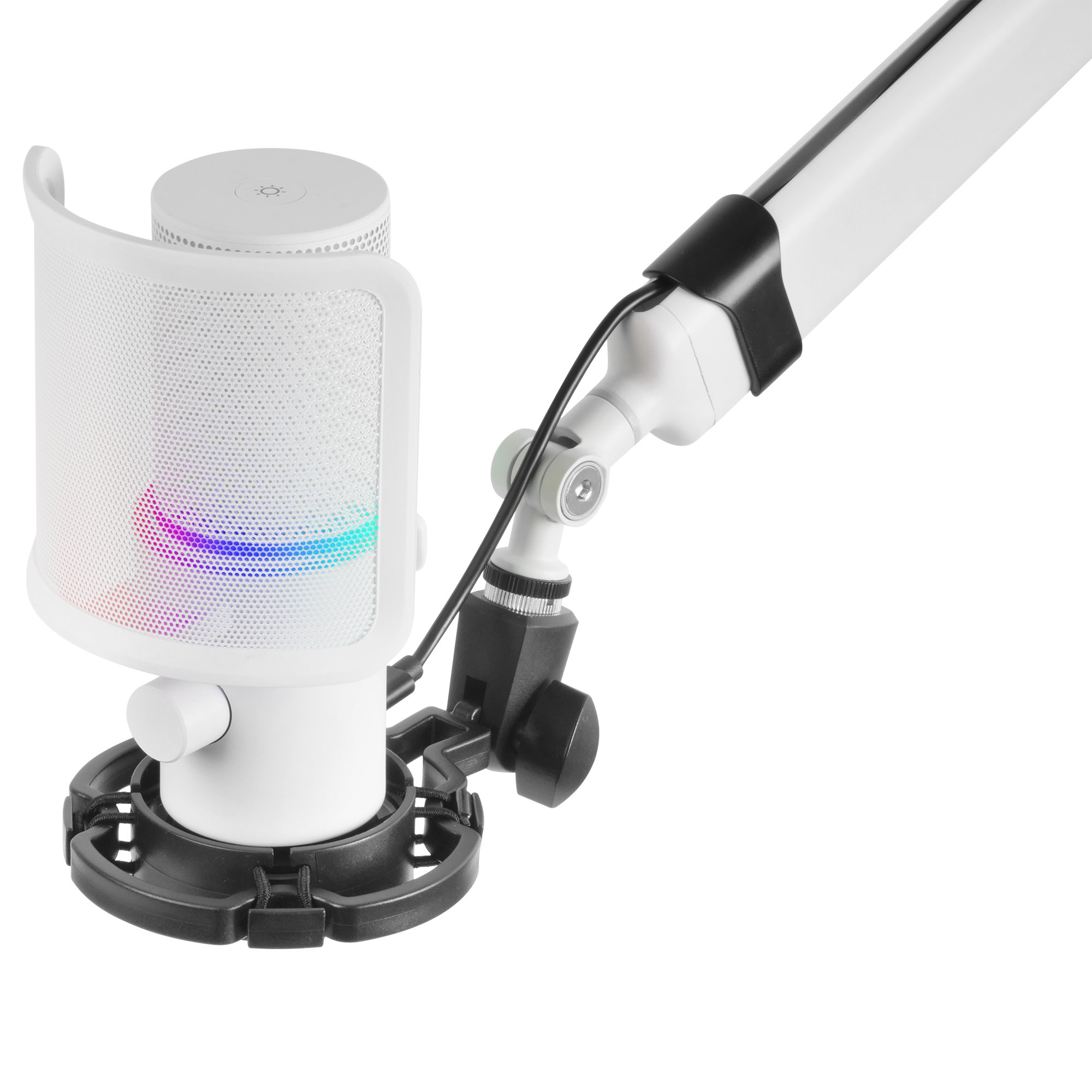 Microfono Profesional Mmicxt White Microfono de Estudio de Alta Definicion ADC 192kHz Dynamic ARGB RING — vista detalle 1