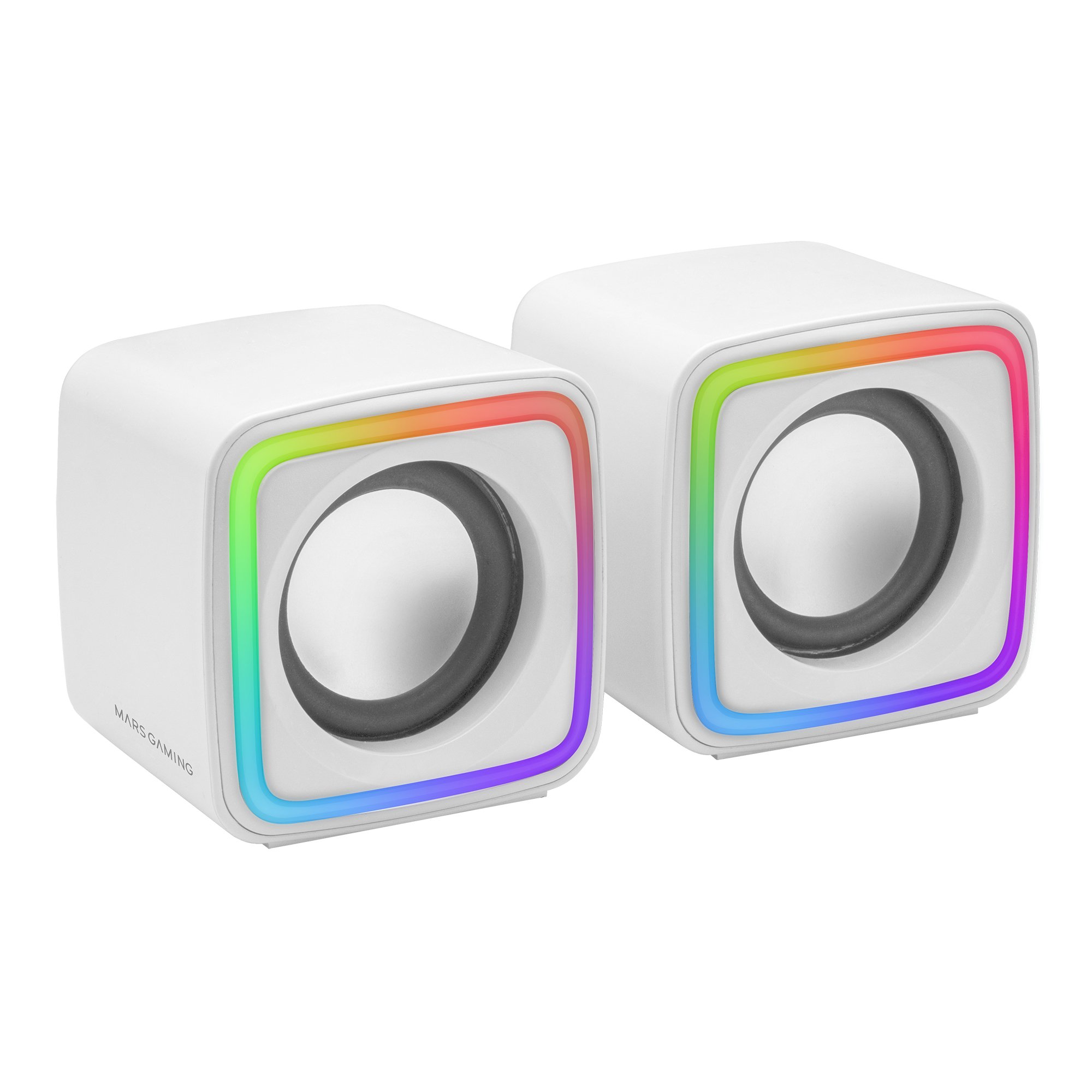 MARS GAMING MSCUBE WHITE — Altavoces 2.0 8W con sonido espacial DSP