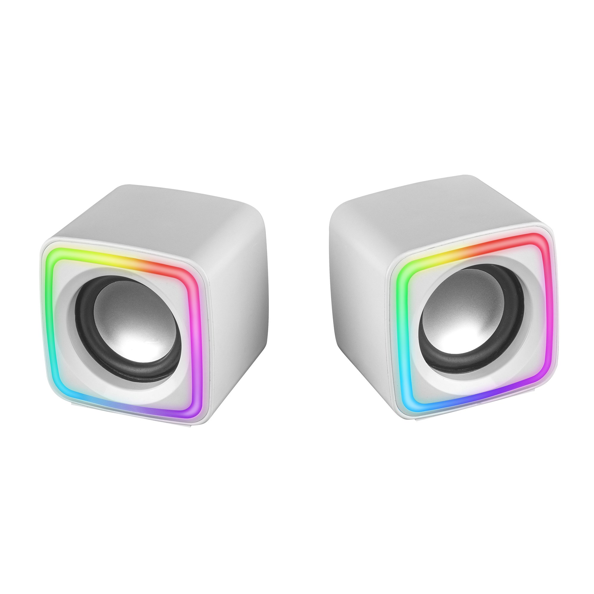 MARS GAMING MSCUBE WHITE — Altavoces 2.0 8W con sonido espacial DSP 3