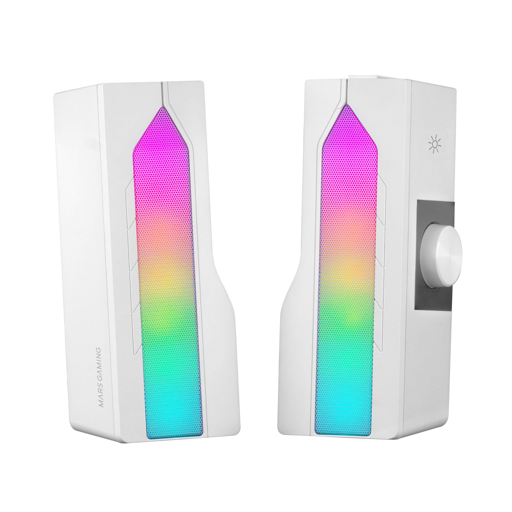 MARS GAMING MSDUO White — Altavoces 2.0 Bluetooth convertibles en soundbar con RGB — vista detalle 1