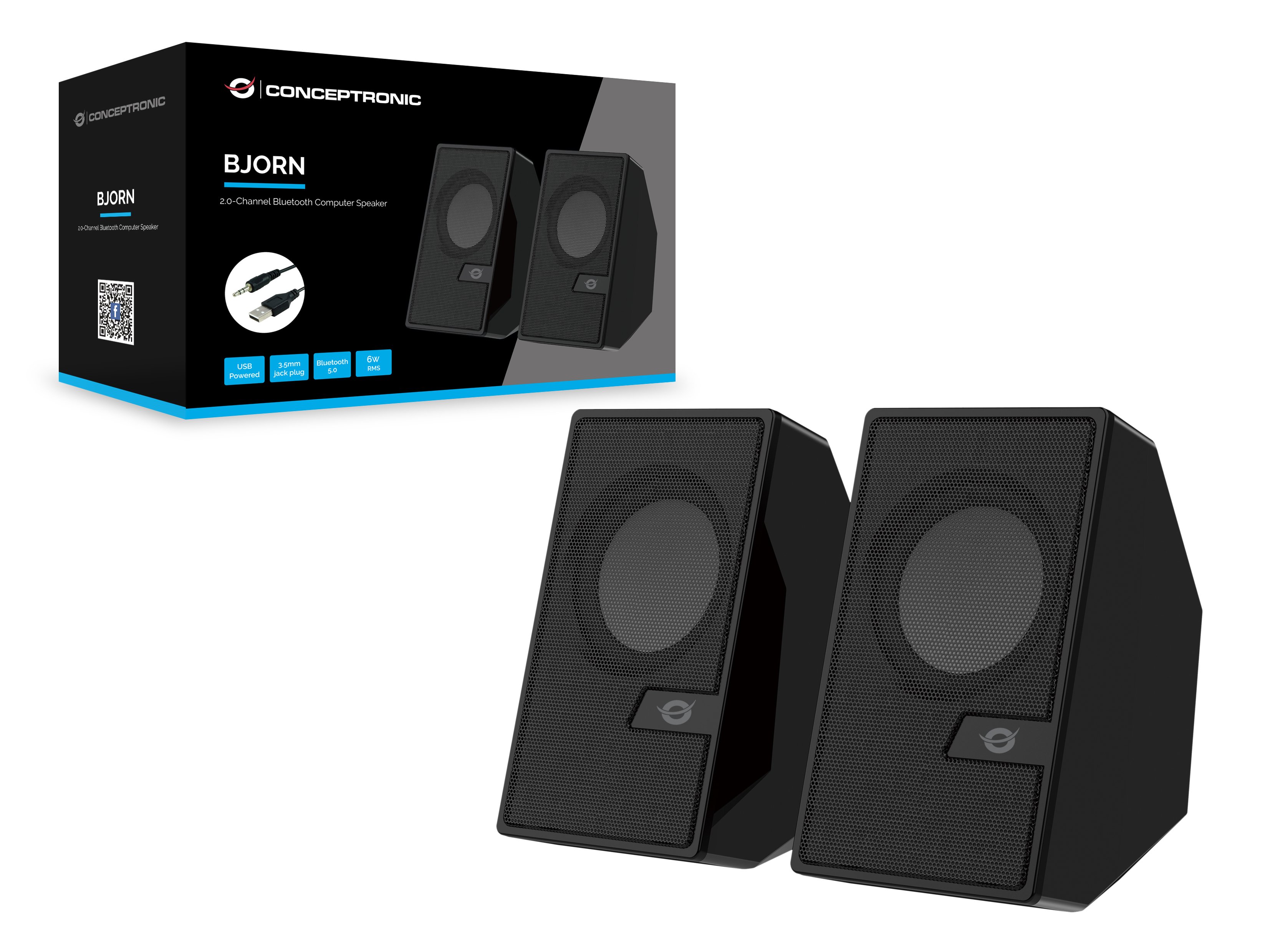 CONCEPTRONIC BJORN02B — Altavoces Bluetooth 6W con Jack 3.5mm 3