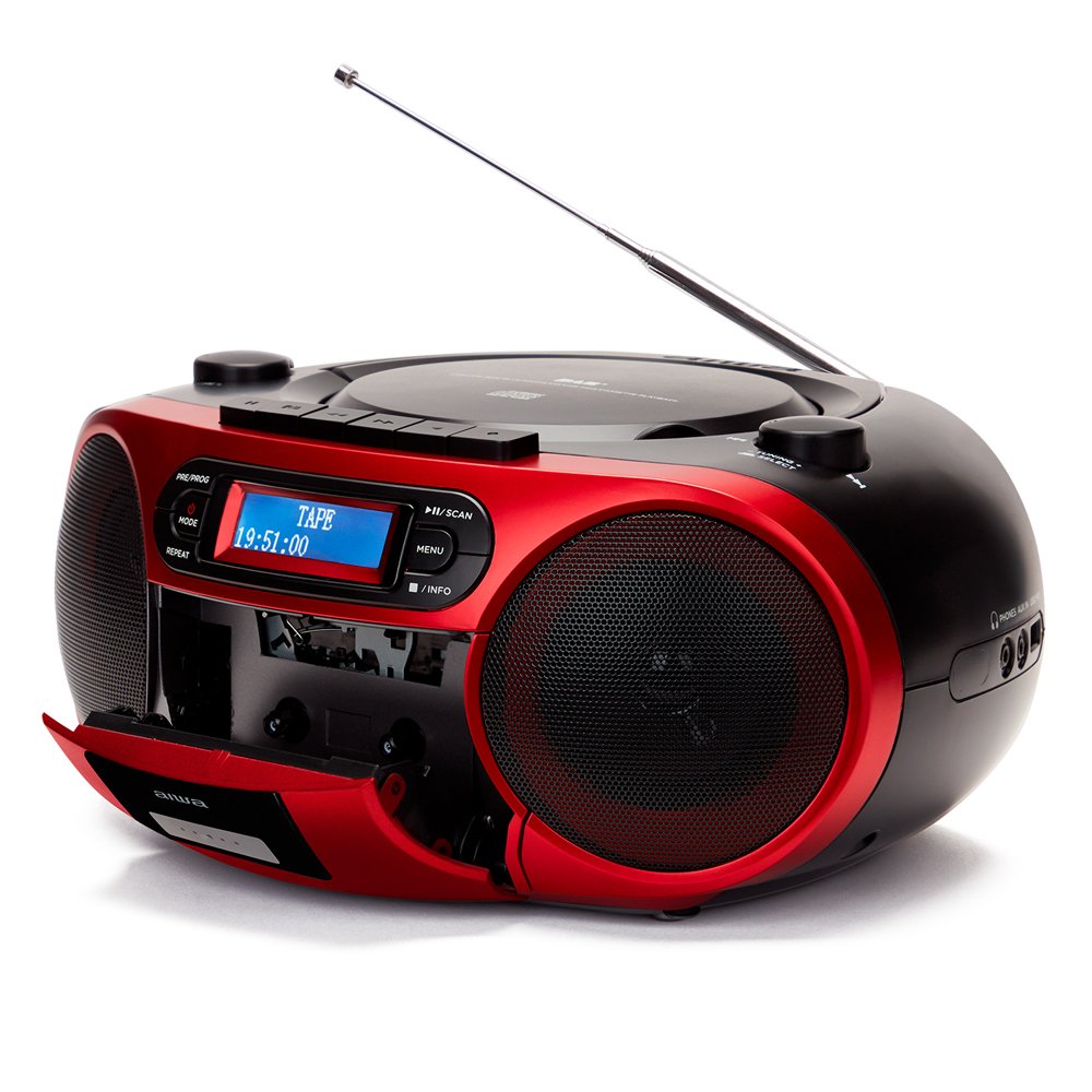 Radio CD Bluetooth Portable Boombox BBTC-660DAB RED Radio 6W RMS BT Radio FM MP3 Casetes USB y JACK 3.5 — vista detalle 1