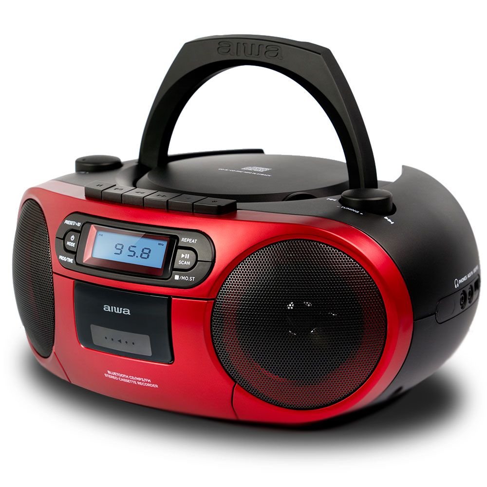 Radio CD Bluetooth Portable Boombox BBTC-550 Rojo 6W RMS BT Radio FM MP3 Casetes y USB — vista detalle 2