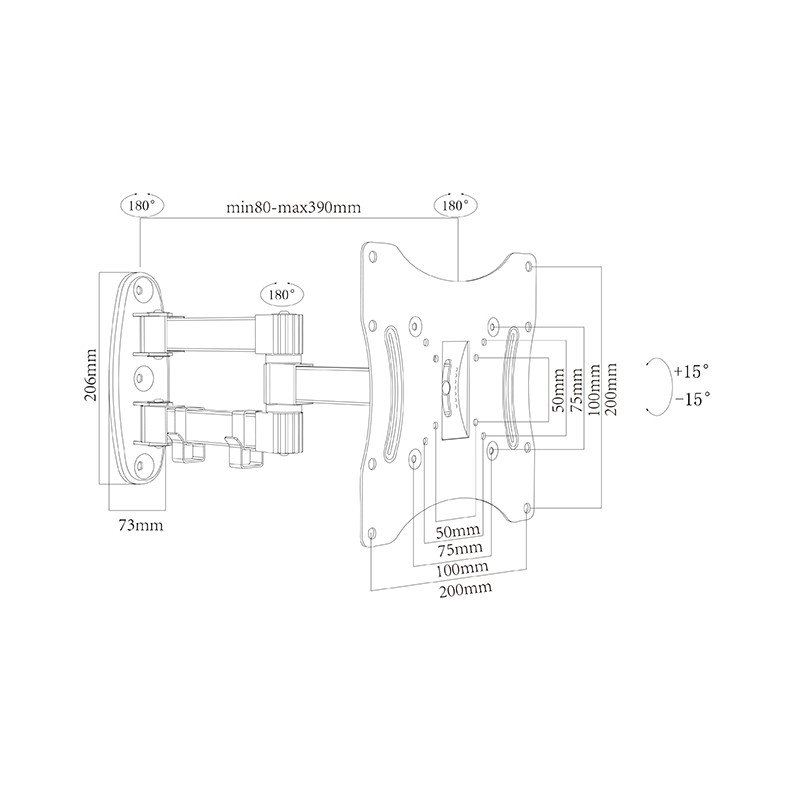 Soporte de Pared Orientable para Pantalla de 17" - 37" Articulado MAX. VESA 200X200 hasta 30KGS — vista detalle 1