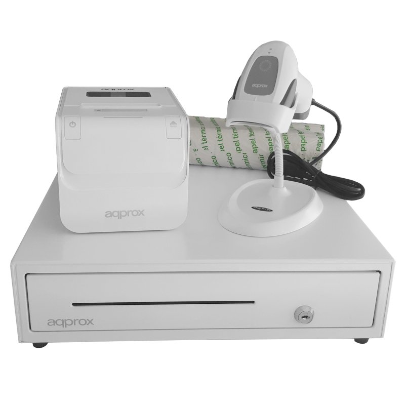 Kit TPV Cajon APPCASH01 Blanco + SCAN APPLS22WH + IMP. TE...
