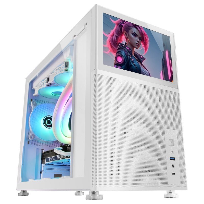 MARS GAMING MC-LCD — Caja MicroATX con pantalla IPS 8" e cristal templado 4