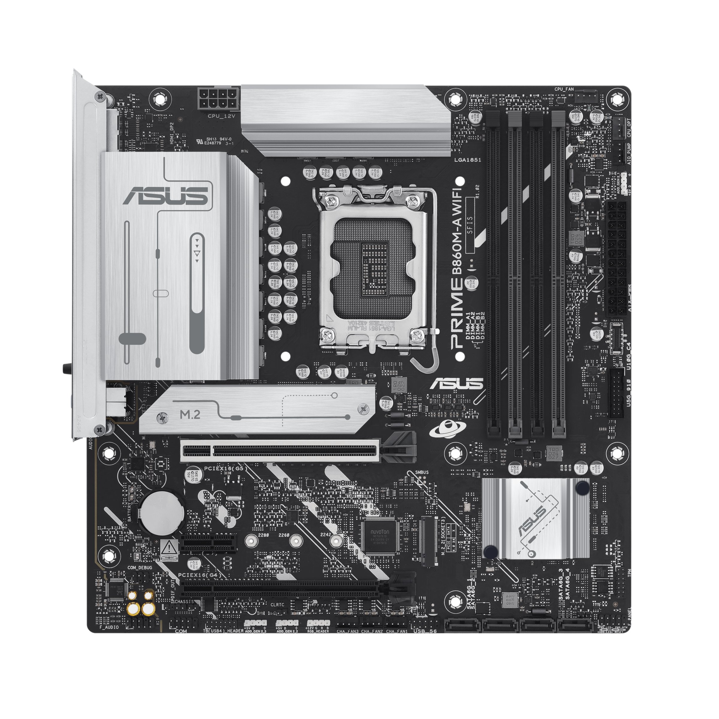 PB Prime B860M-A WIFI Intel SKT1851 Micro ATX 4xDDR5-DSRAM Displayport HDMI USB 3.2C 3xUSB Gen4xUSB 2.0 — vista detalle 1