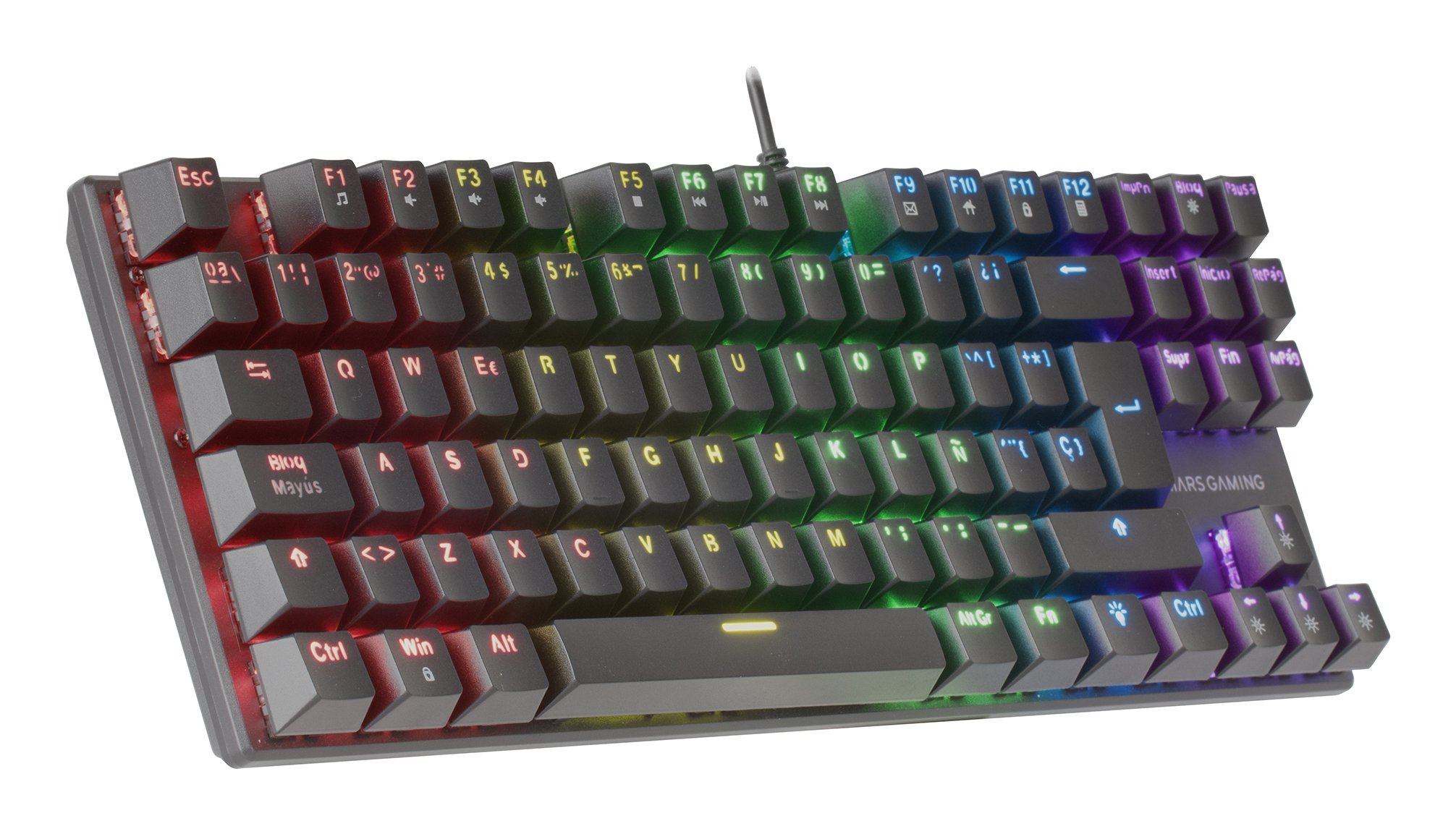 Teclado Mecanico Compackto TKL MK80 Italiano Black Iluminacion 12EFECTO Switch Rojo RGB PR de 1000Hz ANTI-GHOSTING Avanzado — vista detalle 2