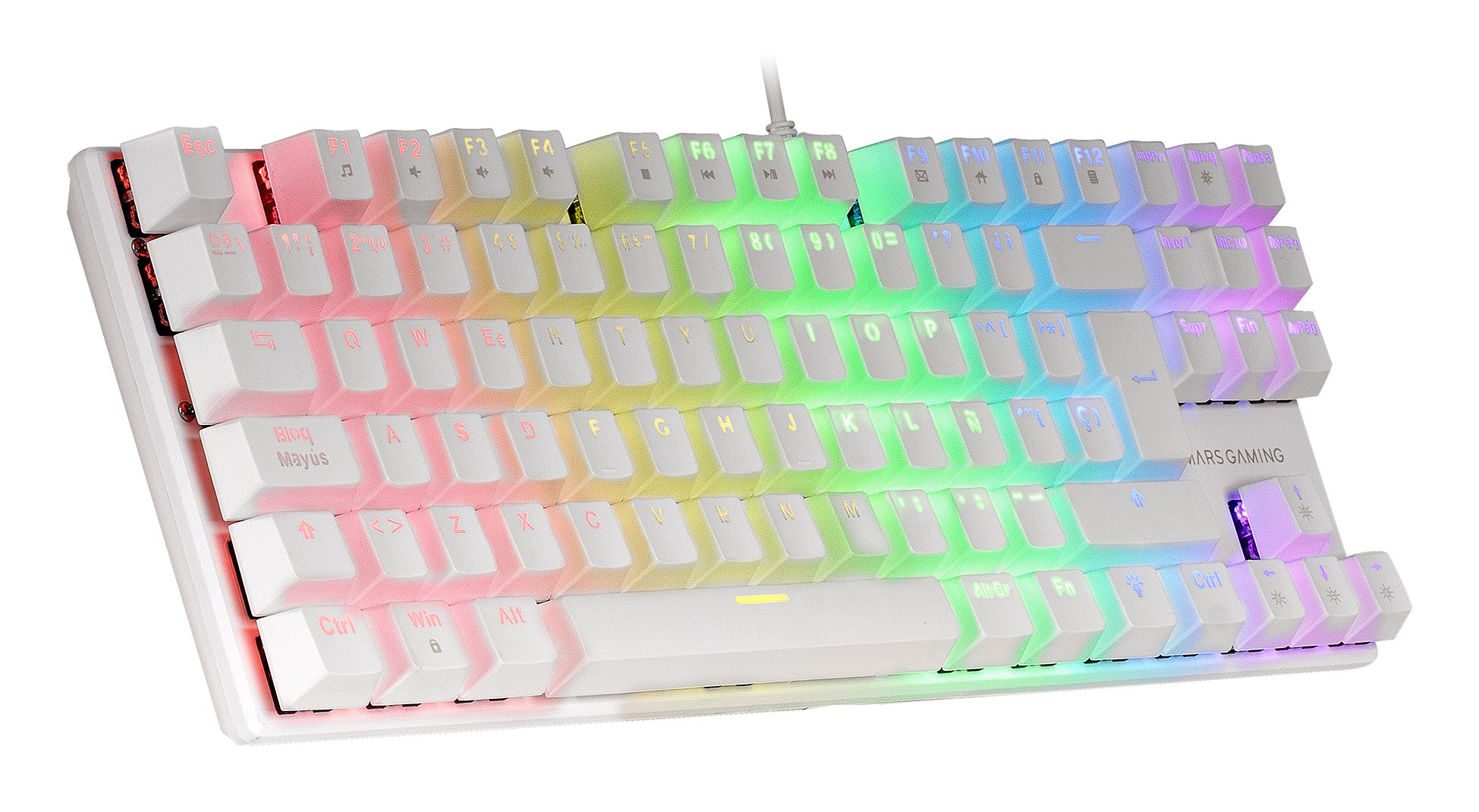 Teclado Mecanico Compackto TKL MK80 Italiano White Iluminacion 12EFECTOS Switch Rojo RGB PR de 1000Hz ANTI-GHOSTING Avanzado — vista detalle 2