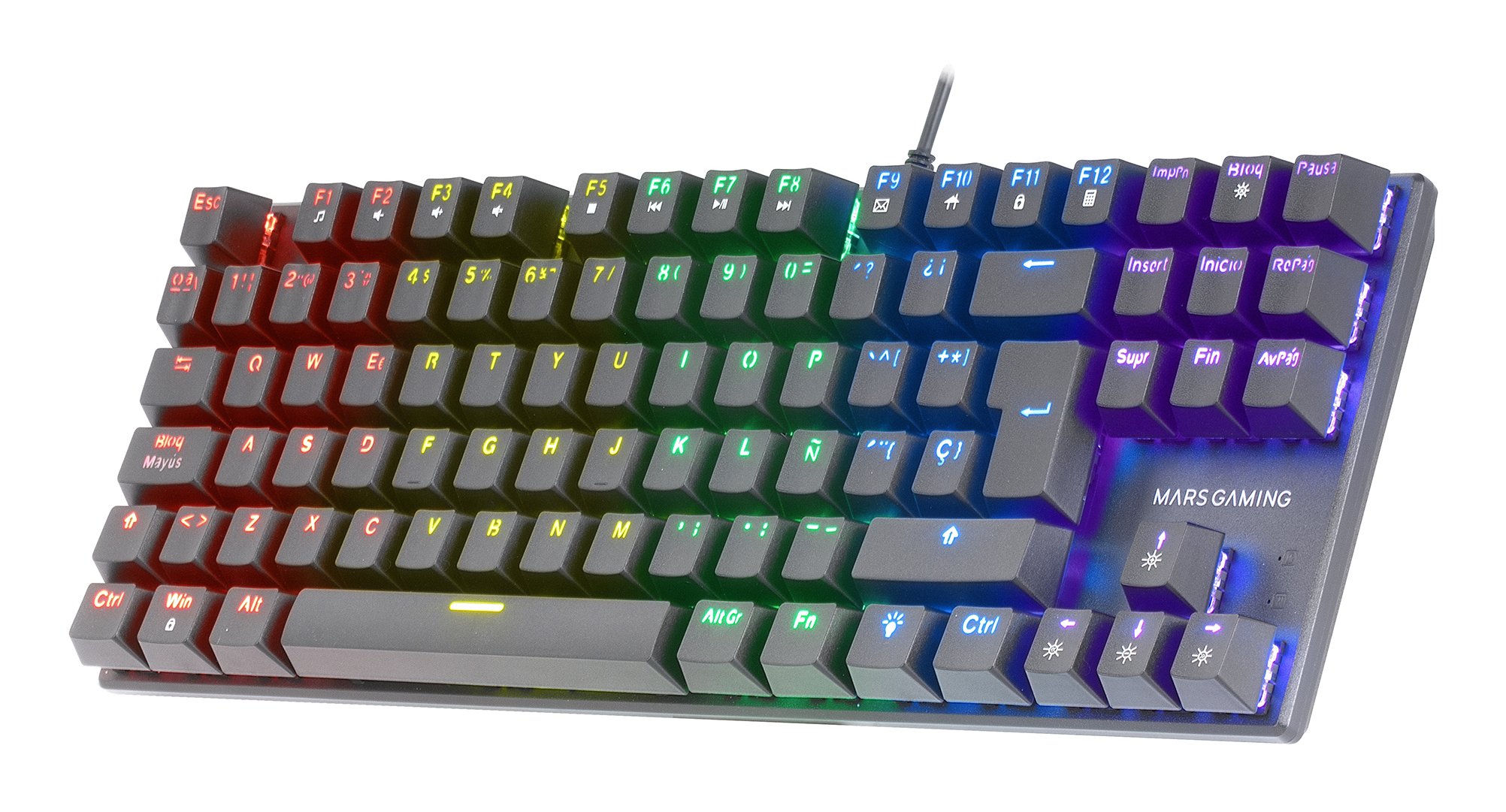 Teclado Mecanico Compacto TKL MK80 Italiano Black Iluminacion 12EFECTOS Switch Marron RGB PR de 1000Hz — vista detalle 1
