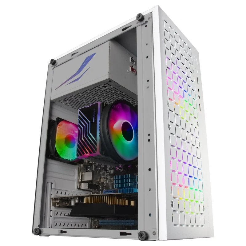 MARS GAMING MC-CORE WHITE — Caja MicroATX con ventana lateral y 2 ventiladores RGB