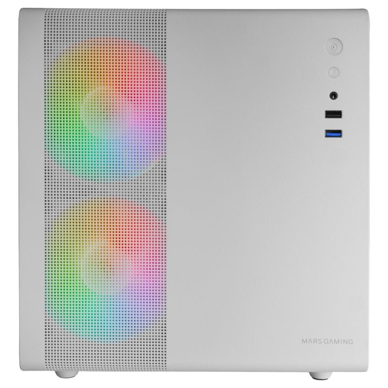 Caja Microatx CUBE Gaming MC400 White Frontal MESH Diseño CUBE 3xVENTILADORES 120mm RGB Lateral de Cristal Templado sin Fuente de ALI — vista detalle 1