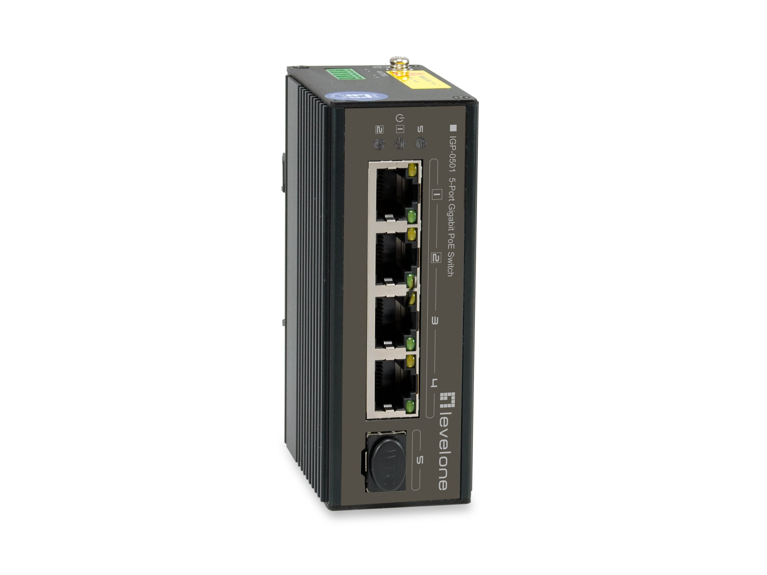 Switch Industrial IGP-0501 5P POE GIGA y 1P SFP 240W Carril DIN — vista detalle 1