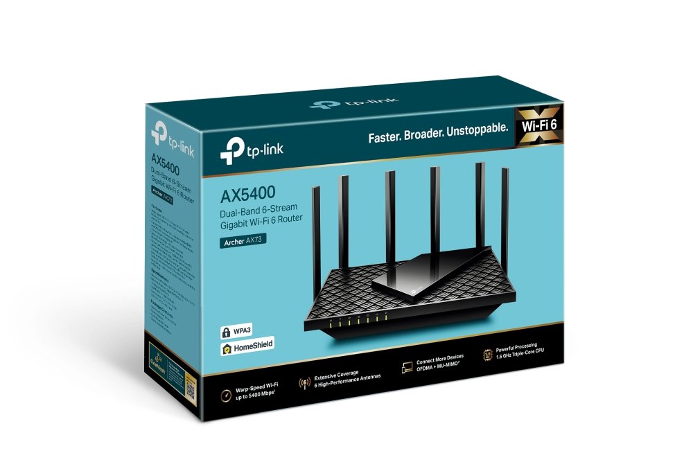 Router WIFI 6 Dualband TP-LINK Archer AX73 AX5400 1xWAN Gb 4x1Gbps 1xUSB3.0 4804 Mbps en 5GHz VPN WPA3 — vista detalle 2