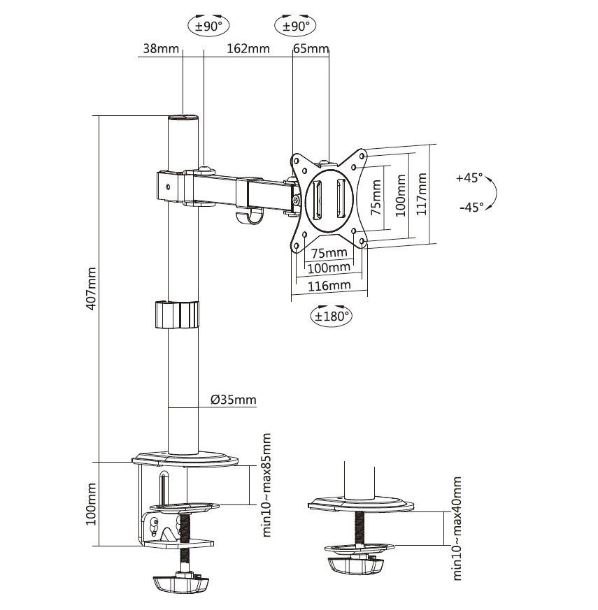 EQUIP 650156 — Soporte giratorio 360° para monitores 17"-32 8