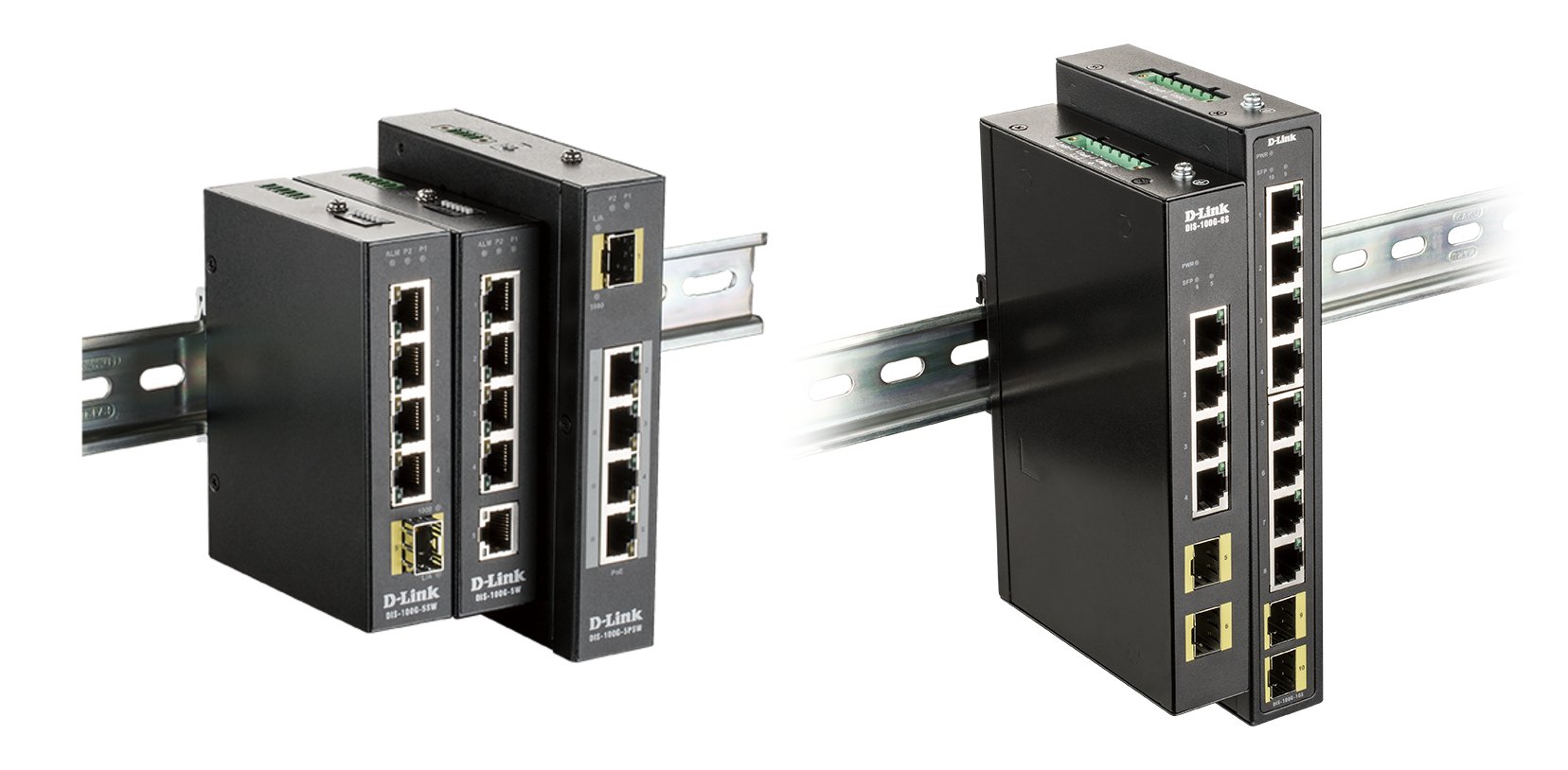 Switch Industrial DIS-100G-6S sin Gestion 4P GIGA BASE-T 2X GIGA SFP — vista detalle 1