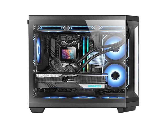 Caja Microatx Gaming MC3TCOREM Triple Cristal Templado GPU 415mm 2x3.5 3x2.5 Negro — vista detalle 1