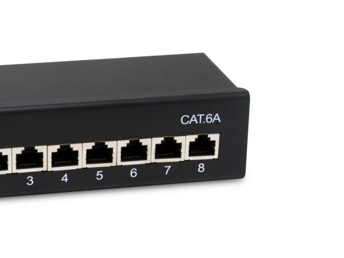 Patch Panel de Sobremesa CAT.6A Apantallado 8 Puertos Color Negro (RAL 9005) — vista detalle 2