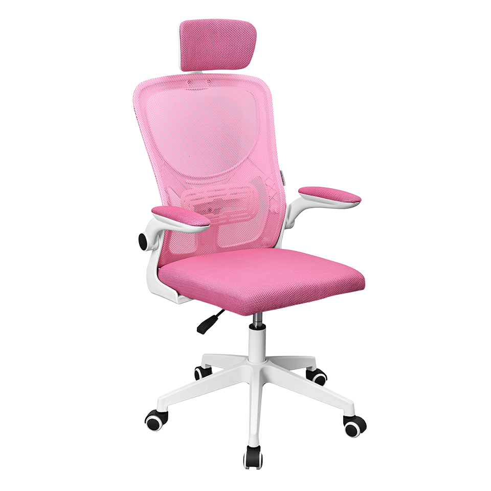 Silla Ergonomica Mgcergopluswpk Rosa y Blanco Malla Transpirable Reposacabezas Reposabrazos Ajustable 4