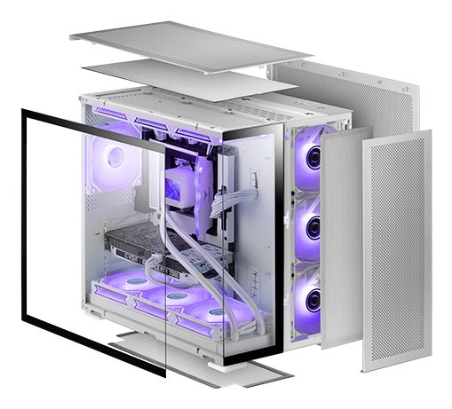 Caja E-ATX Torre Gaming MCNOVA2 Cristal Templado 3x3.5 4x2.5” 1xUSB-C GPU Max 410mm Aluminio — vista detalle 2