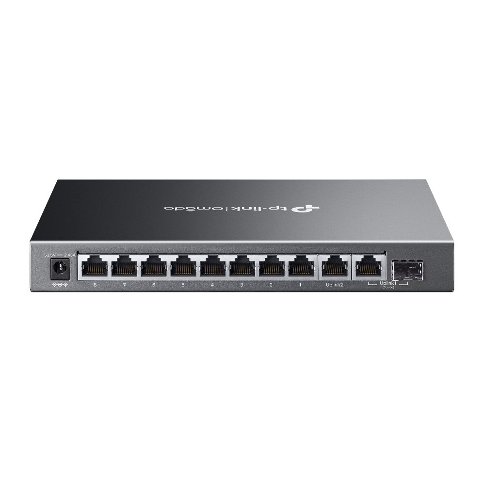TP-LINK ES210GMP — Switch 10 puertos con 8 PoE+ 30W y gestión VLAN — vista detalle 1