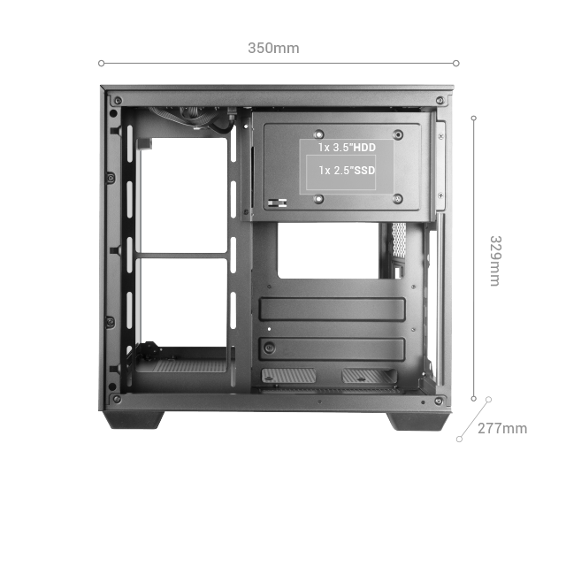 Caja Microatx Gaming Mcvisionmw Triple Cristal Templado GPU 330mm 1x3.5 1x2.5 Blanco — vista detalle 2
