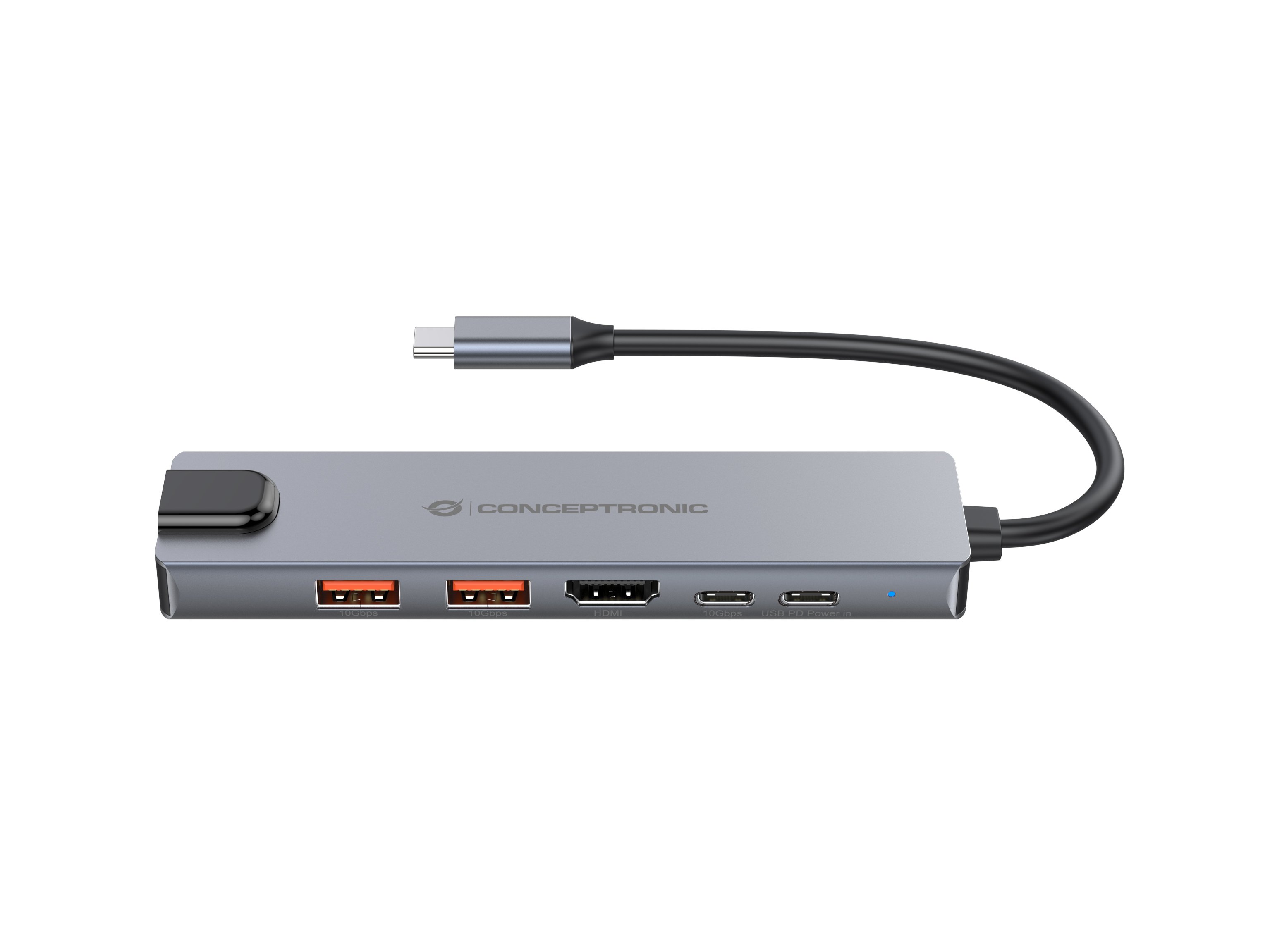 Conceptronic Docking USB-C 6-en-1 — HDMI 4K + Carga 140W — vista detalle 2