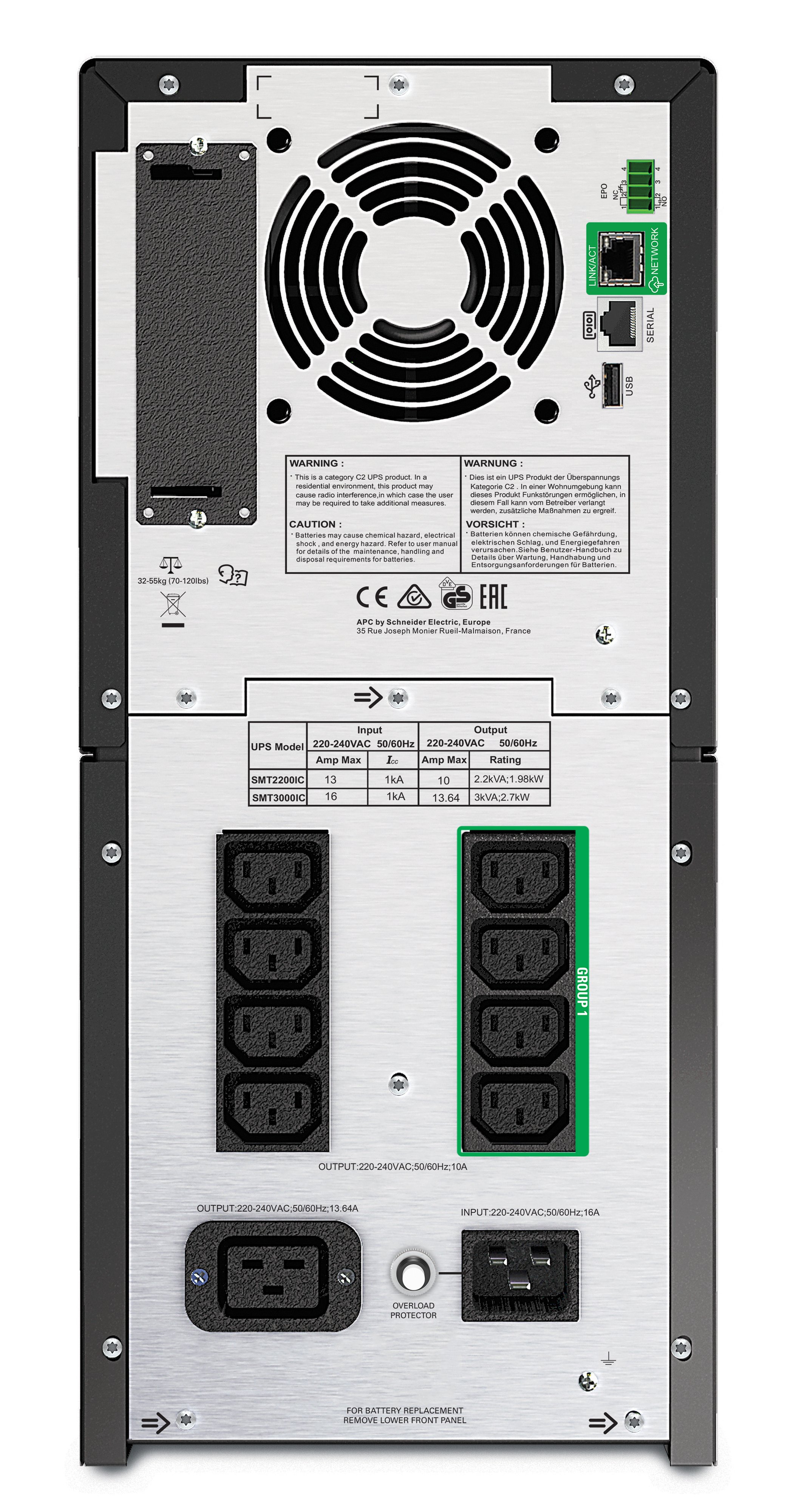 SAI SMT2200IC Smart UPS 2200VA 1980W 230V 8xIEC 1xIEC 320 C19 Formato Torre Smartconnect — vista detalle 1