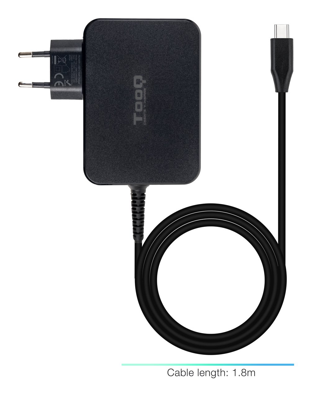 Cargador de Pared TQLC-USBCGAN100PD USB-C PD 100W con Sistema GAN Color Negro — vista detalle 1