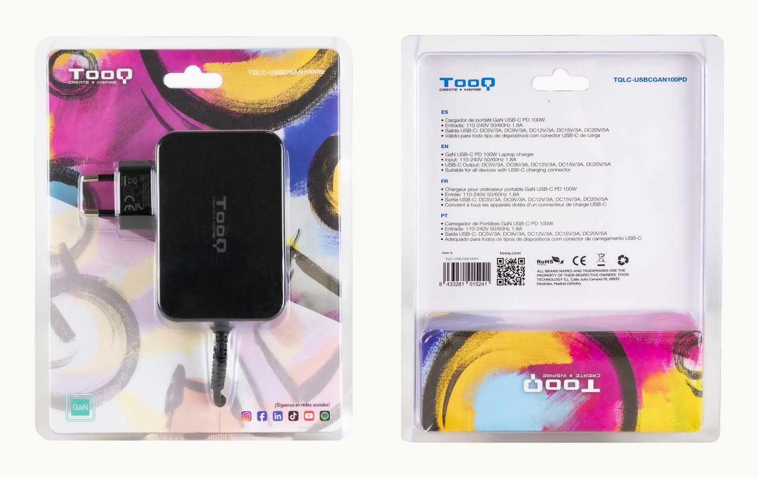 Cargador de Pared TQLC-USBCGAN100PD USB-C PD 100W con Sistema GAN Color Negro — vista detalle 2