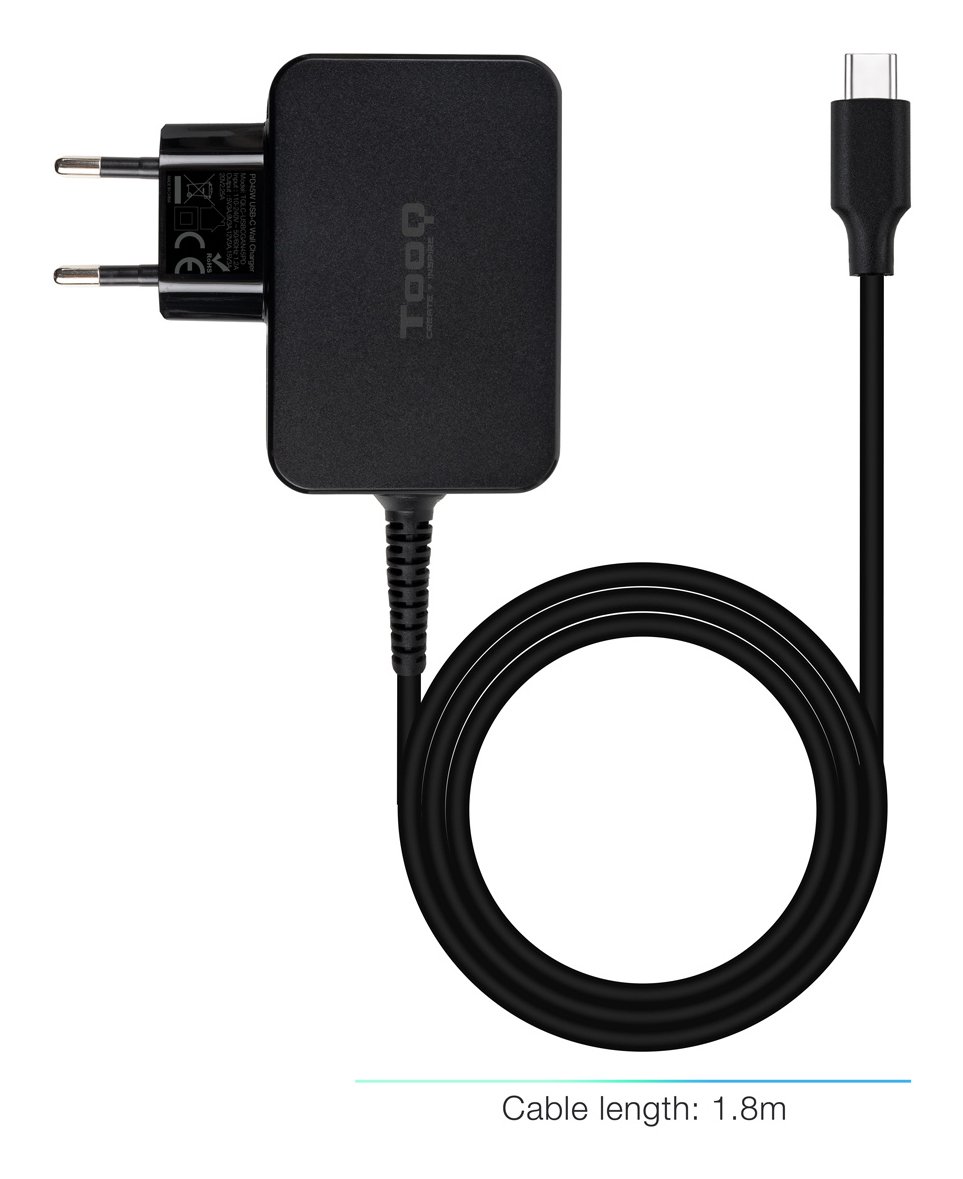 TOOQ TQLC-USBCGAN45PD — Cargador USB-C PD 45W tecnología GAN — vista detalle 1