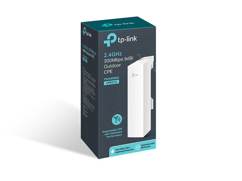 Punto de Acceso WIFI TP-LINK CPE210 Alta Potencia Exterior 300MB 2.4GHZ Antena 9dBi POE Pasivo Sistema de Gestion Centralizada — vista detalle 2