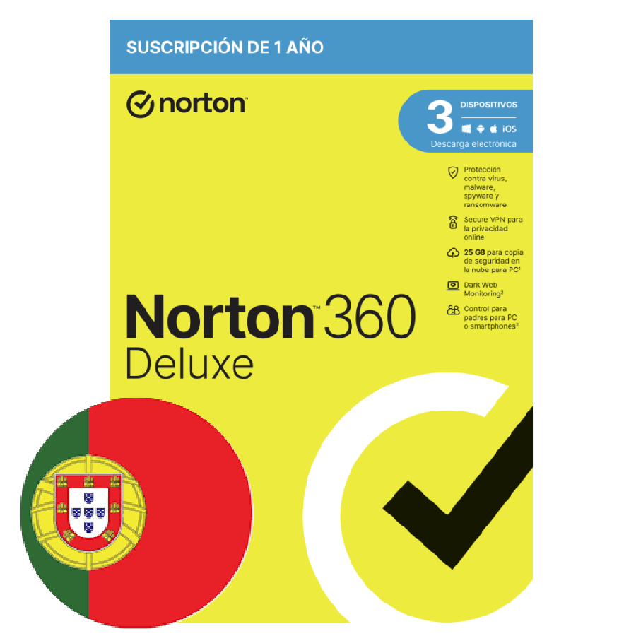 NORTON 360 DELUXE — Protección 3 dispositivos 1 año, 25GB