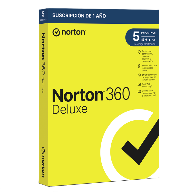 NORTON 360 DELUXE — Protección para 5 dispositivos + 50GB almacenamiento 2