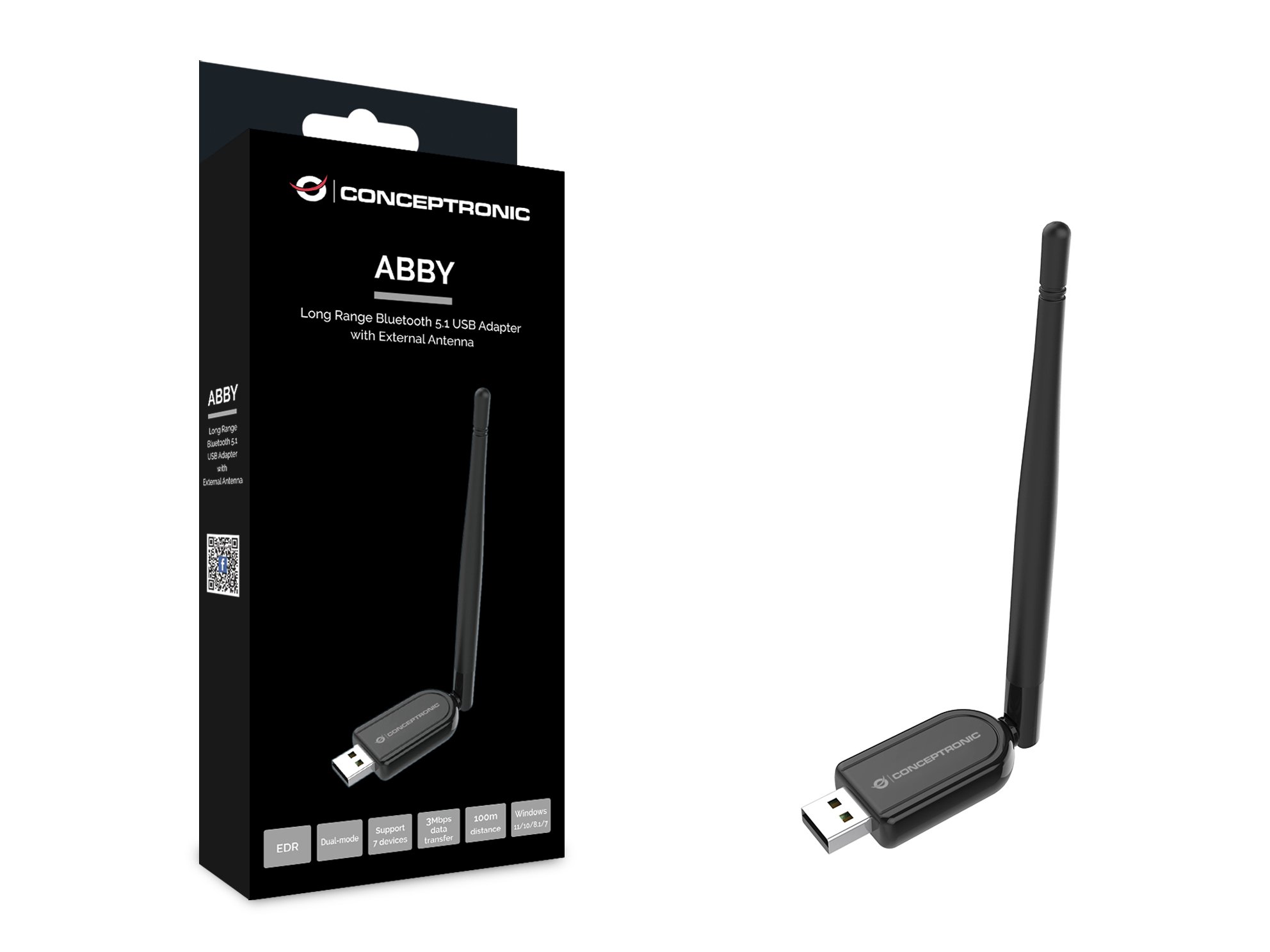 CONCEPTRONIC ABBY07B — Adaptador Bluetooth 5.1 alcance 100m 3