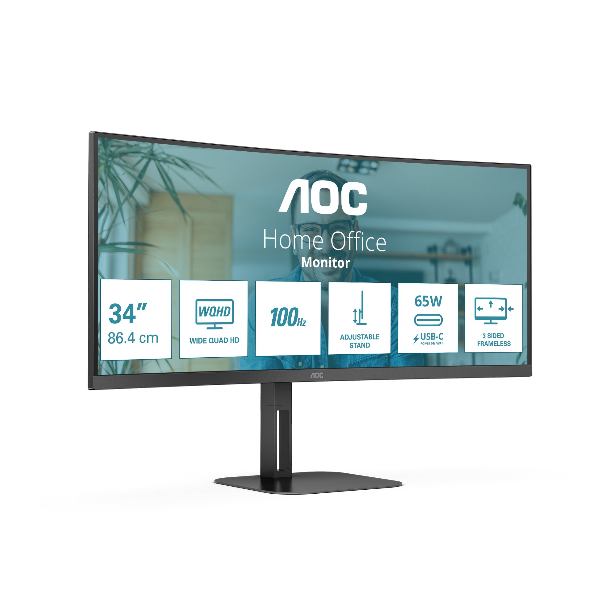 Monitor 34" Curvo USB-C DP HDMI CU34V5C/BK VA WQHD 3440x1...