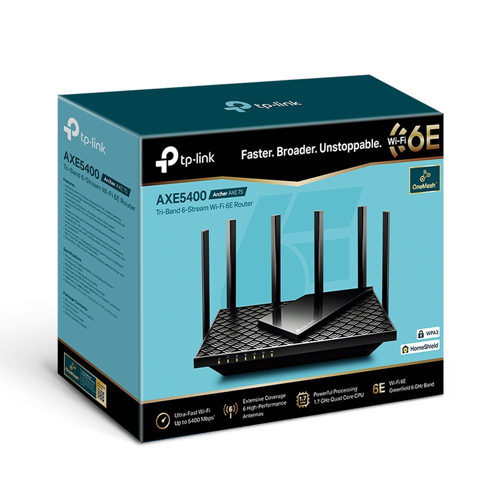 Router WIFI Triple Banda TP-LINK Archer AXE75 WIFI 6E AX5400 CPU QUAD-CORE 1.7GHz USB 3.0 Compatible ONE MESH Latenci Ultra Baja — vista detalle 2