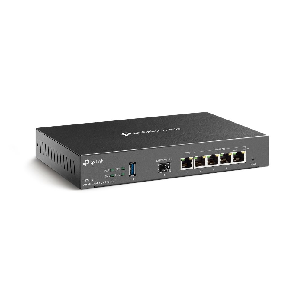 Router VPN TP-LINK ER7206 (TL-ER7206) 4P WAN GIGA + 5P LAN GIGA 100 Conexiones VPN Ipsec 50 Conexiones Openvpn 50 Conexiones L2TP 50 Conexiones VPN — vista detalle 1