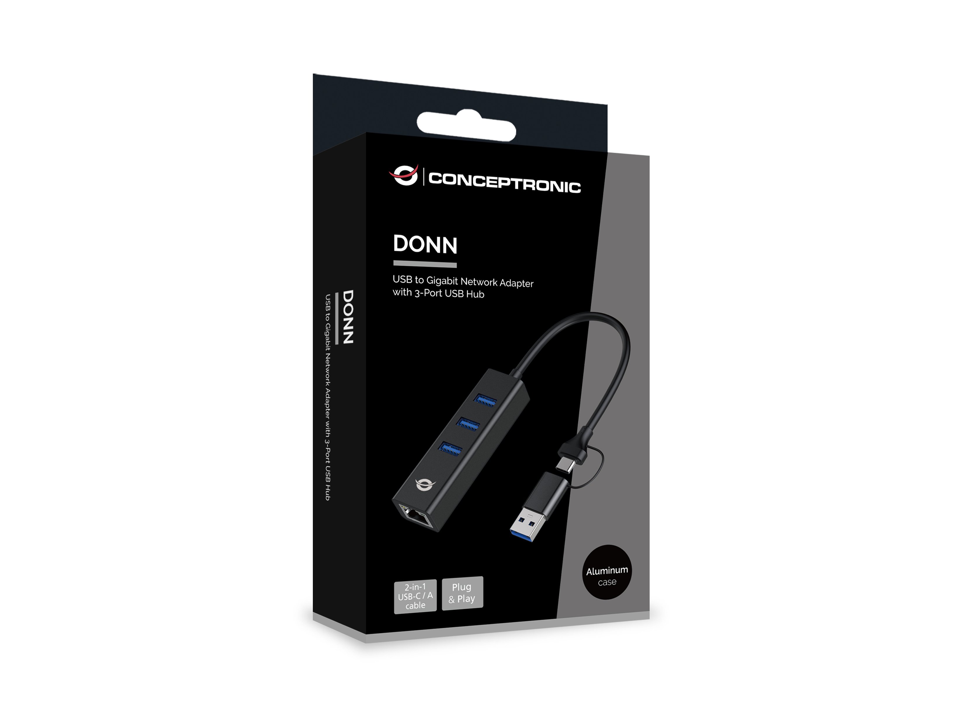 CONCEPTRONIC Adaptador USB-C — Ethernet Gigabit + Hub USB 3.0 3 puertos 7