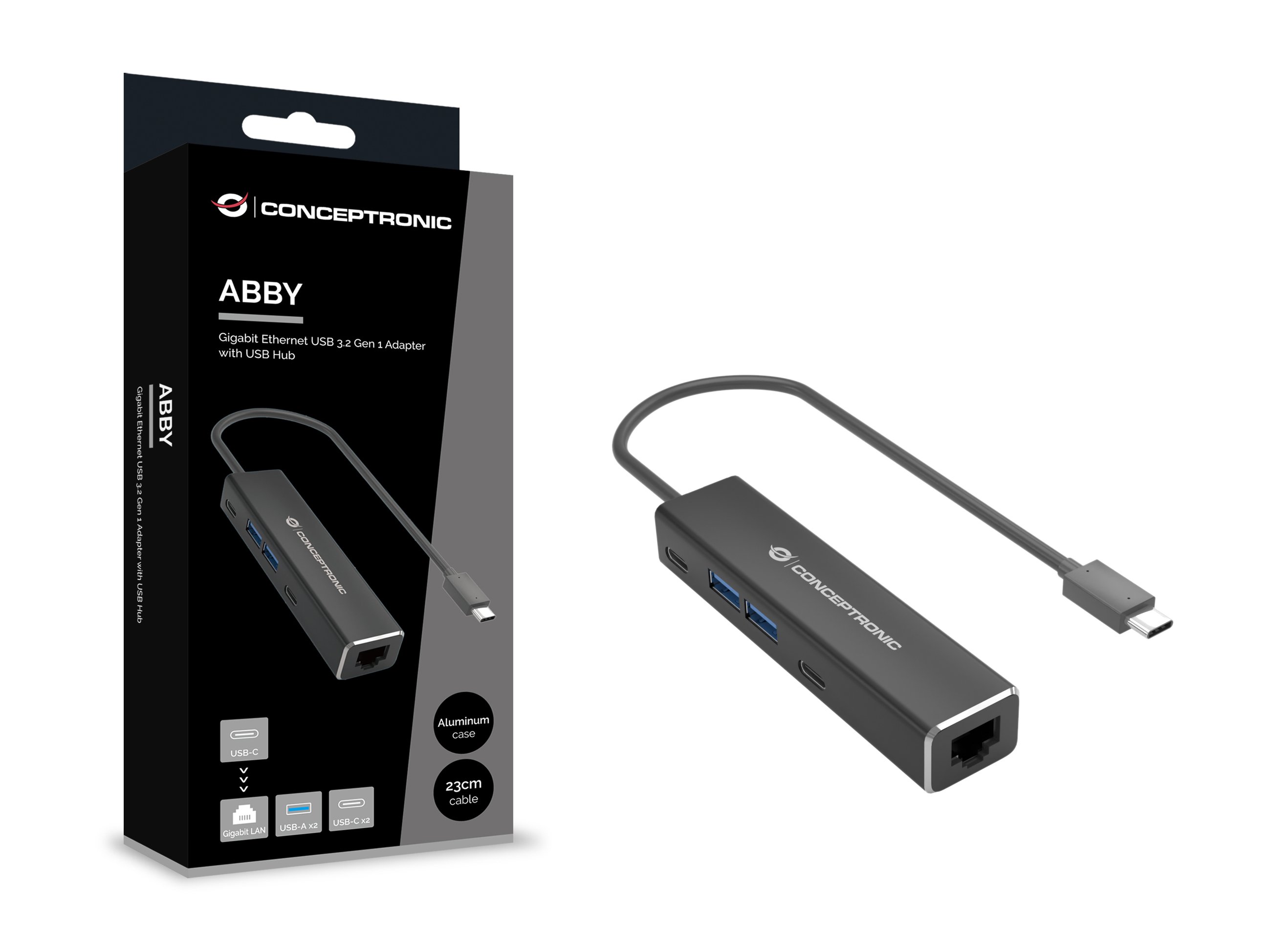 CONCEPTRONIC USB-C — Adaptador Ethernet 2.5Gb con Hub USB 3.2 3