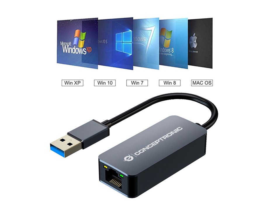 CONCEPTRONIC Adaptador USB 3.0 a Ethernet — 2.5 Gbps RJ45 5
