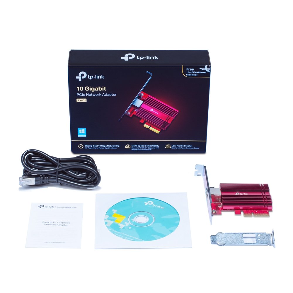 Tarjeta de RED Pcie 10GIGABIT TP-LINK TX401 Incluye Soporte Estandar y de Perfil bajo 5