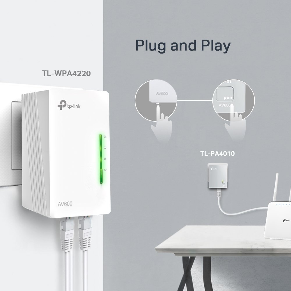 Homeplug WIFI TP-LINK TL-WPA4221KIT 300MB AV600 con 2 Puertos Ethernet Kit Compuesto de UN TL-WPA4220 y UN TL-PA4010 6