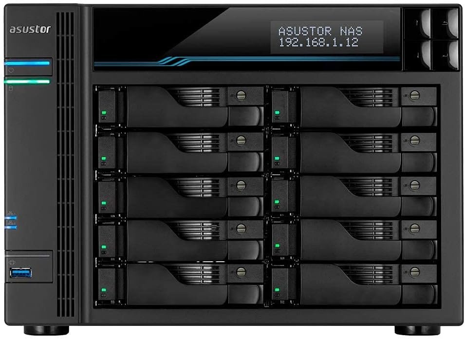 Servidor NAS Lockestor Pro AS7110T 10 Bahias Intel 9TH XEON E-2224 QUAD 3.4GHZ 8GB 2x2.5GbE 2x10GbE RAID 0.1 JBOD SATA6GB USB 3.2 2