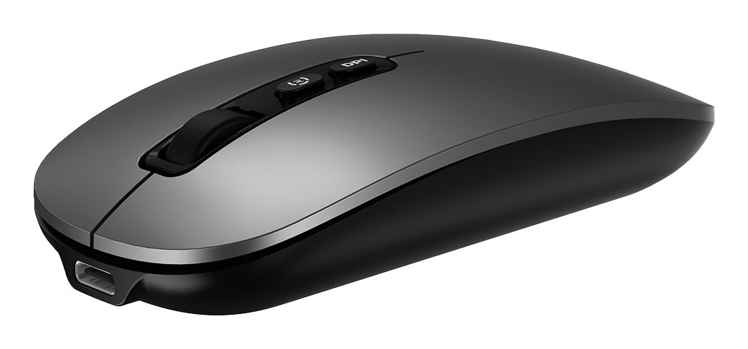 Mouse Multidispositivo IA W02-G BT5.0 BT3.0 2.4GHz1600dpi 6 Botones Bateria 500mAh Gris — vista detalle 2