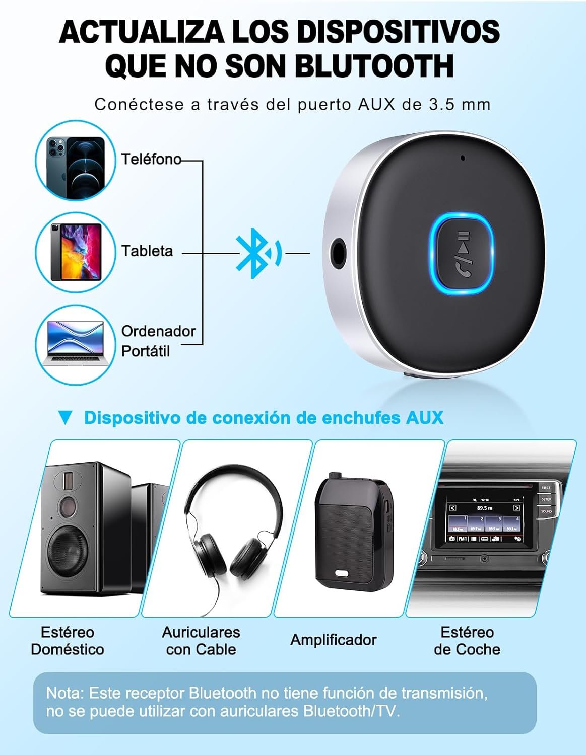 OEM MOHARD J33 — Receptor Bluetooth 5.3 con entrada audio 3.5mm 4